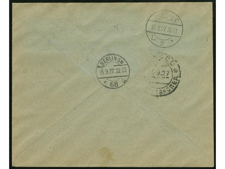1927, International Avio Post Conference 10 k. and 15 k. tied by MOSCOU 14.9.27 cds. to registered air mail envelope franked 