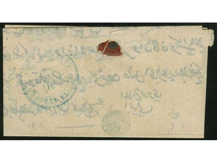 1863, Folded envelope with full content bearing clear blue oval "POSTA EUROPEA SAMANUD 31/AGOSO/63" ds. (Type V) and on rever