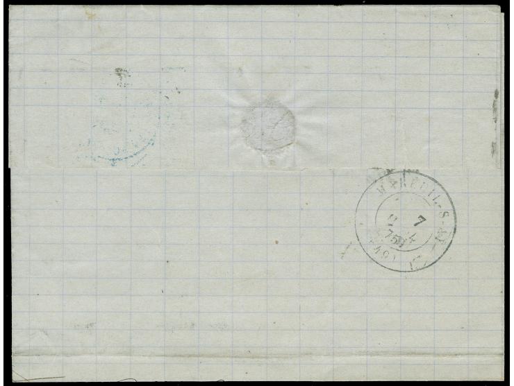 “STRASSBURG i. ELS 6.ABRIL.75” (Spalink 36-3) zweimal klar auf großer Schild 2 Gr. grauultramarin und Ausgabe 1875 10 Pfge ka