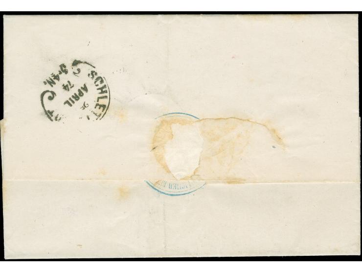“STRASSBURG i. ELS. 24.APRIL.74” (Spalink 36-5) klar auf kpl., portofreier Reichsdienstsache (innen mit interessantem, gedruc