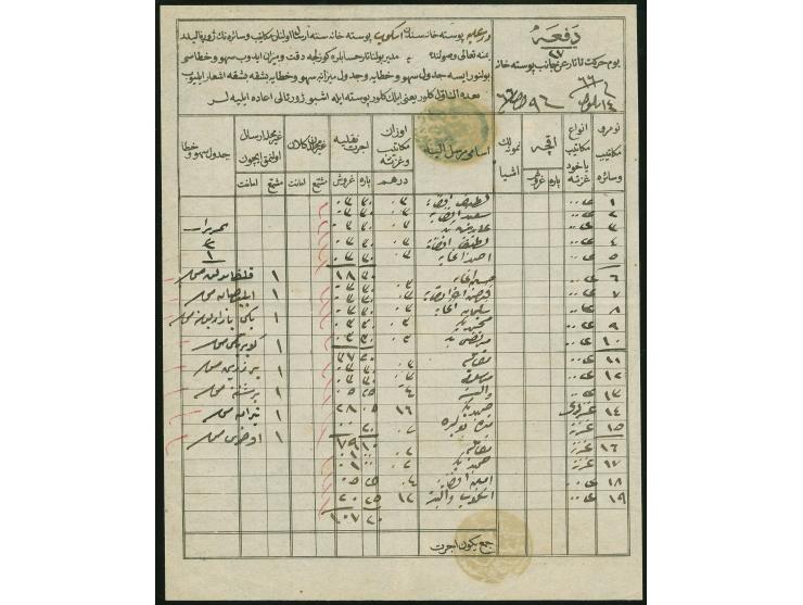 1850, SKOPJE TATARPOST: "An Canib Postahane-i Üsküp" document with prefilatelic cancellation, on reverse "Deraliye" Constanti