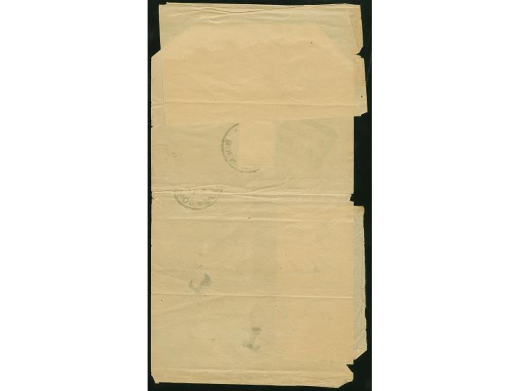 1906, ½ Cc. red postal stationery wrapper used uprated with 2 c. slate blue to Stockholm / Sweden and redirected to St. Peter