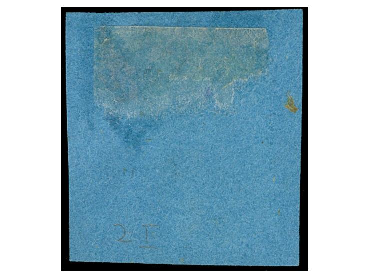 1852, 1/30 Th. auf blau, Type 1 mit Retusche des Plattenschadens, allseits voll- bis breitrandig mit zartem, blauen Ra2 “ELSF