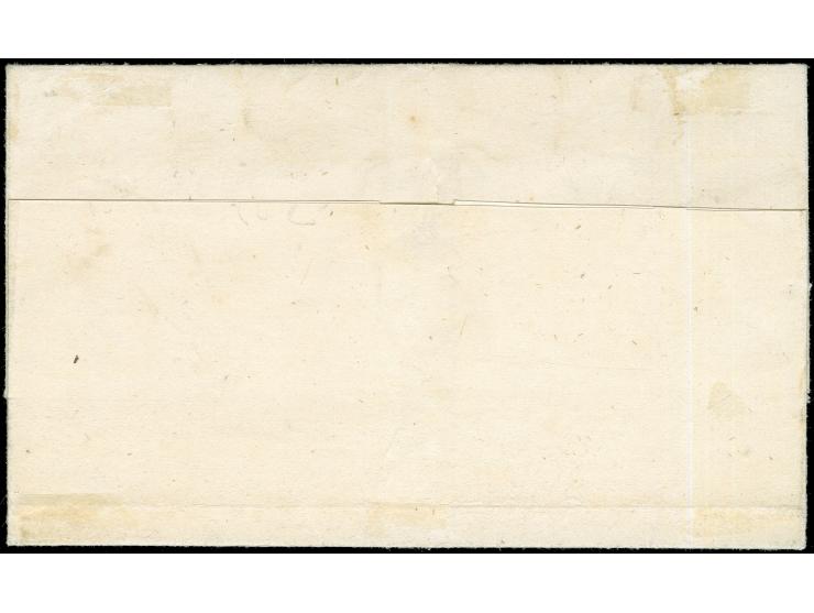 1852, 1/30 Th. auf blau, Type I, allseits voll- bis breitrandig mit klarem, blauen Ra2 “JEVER 14.JAN.” auf kpl. Faltbrief nac