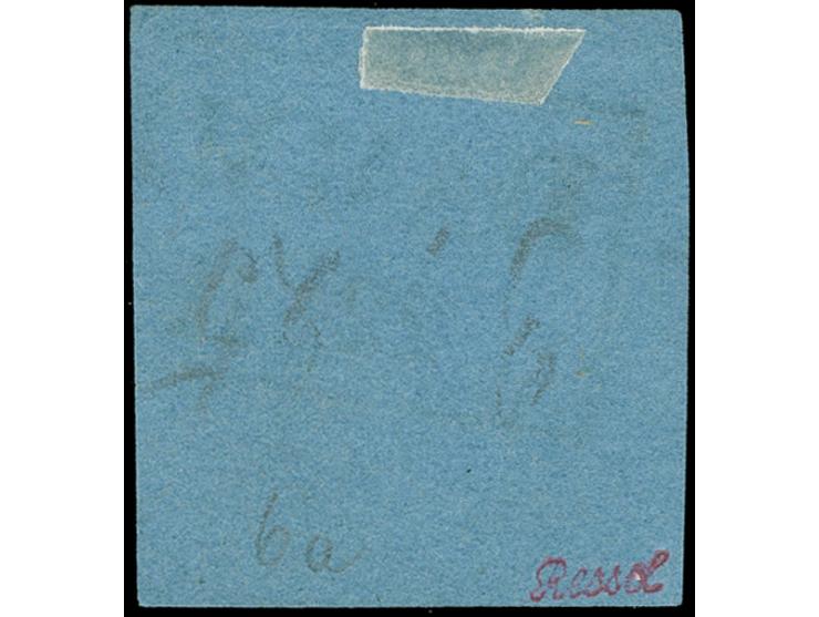 1859/61, 1 Gr. auf blau, allseits breit- bis sehr breitrandig mit klarem, blauen Ra2 “DAMME 22.11.”. Die farbfrische Marke is