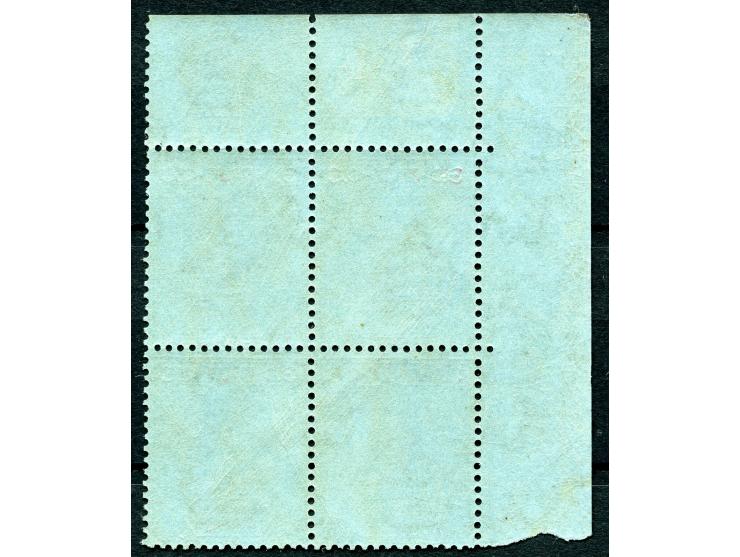 1922/27, George V 2 sh. 6 d. black and red on blue, corner margin block of four with plate number “21” on top margin, stamps 