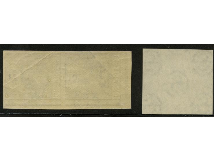 1922/27, George V 2 d. grey, an imperforate 'Ireland Trial' Proof vertical pair, sheet marginal at left and top, top stamp de