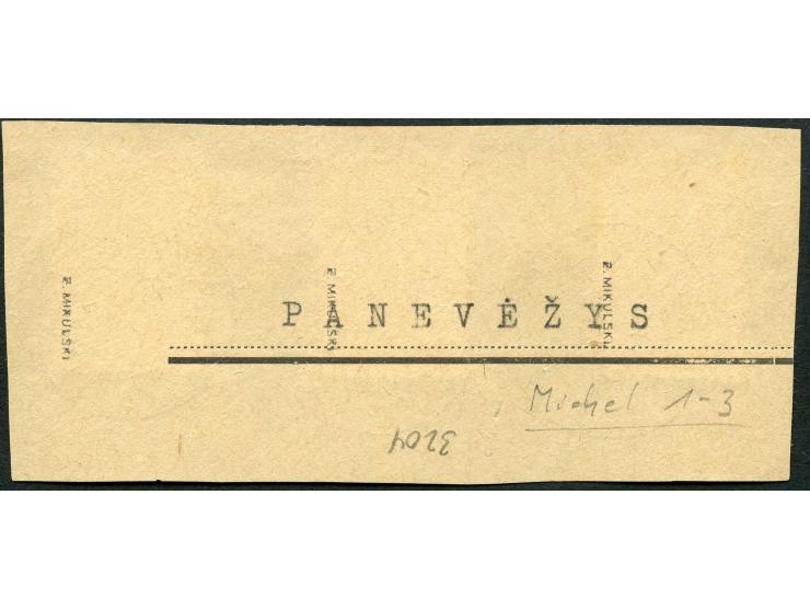 1941, Handstempelaufdruck 5-30 Kopeken, je farbfrisch und gut gezähnt, sauber mit Stempel “PANEVEZYS Y 21.VIII.41” zusammen a
