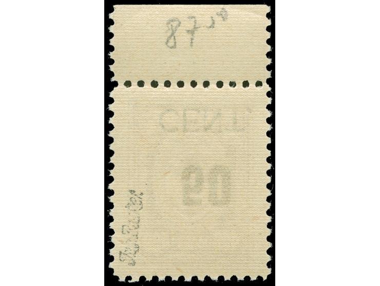 1923, Freimarke 50 C. auf 400 M. braunpurpur, Oberrandstück mit kopfstehendem Aufdruck, postfrisch (Oberrand kleine Haftstell