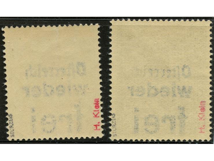 1945, Lokalausgabe Dorfstetten : Wiener Buchdruckaufdruck in blau auf Feldherrnhalle und Oldenburg, postfrisch, tadellos, sig