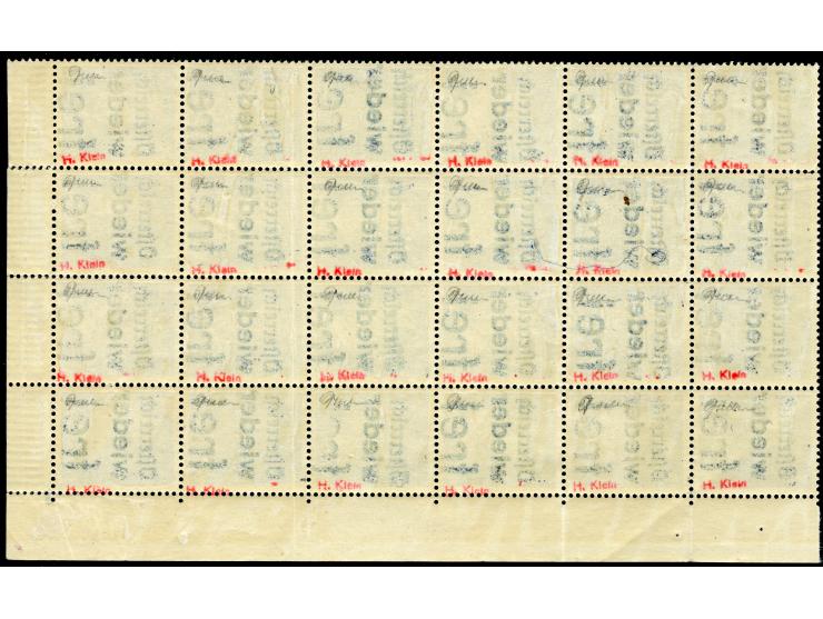 1945, Lokalausgabe Dorfstetten : Wiener Buchdruckaufdruck auf den Hitler-Freimarken zu 4 Pf. in violett, 24er Block vom Eckra