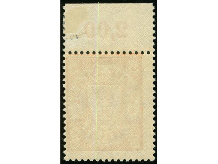 1935, Staatswappen im Oval 5 Pfg. rötlichorange, stehendes Wasserzeichen (Wz. 3X), Oberrandstück, postfrisch, Falzspur im Obe