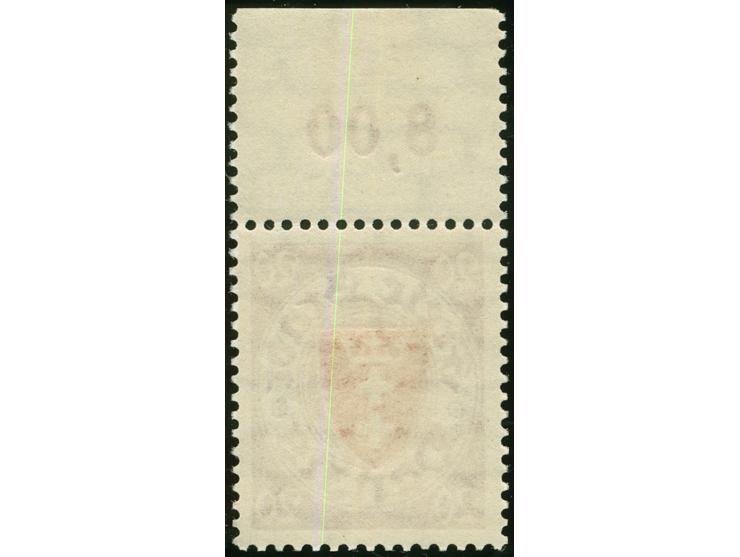 1924, Staatswappen im Oval 20 Pfg. dunkellilarot/zinnoberrot, Oberrandstück, postfrisch, tadellos, unsigniert, Kurzbefund Two