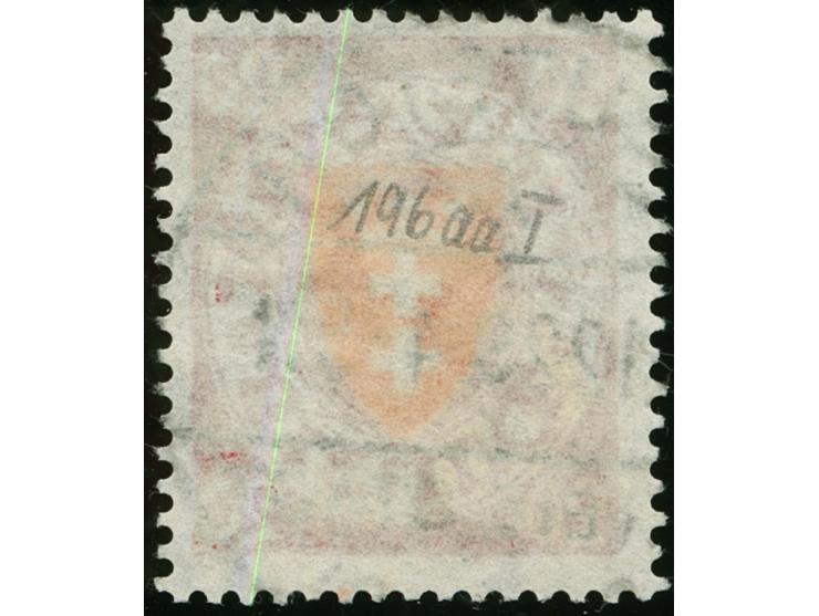 1924, Staatswappen im Oval 20 Pfg. karminrot/dunkelzinnoberrot (Mitte UV leuchtenddunkelrosa), Plattenfehler “Bruch vom erste