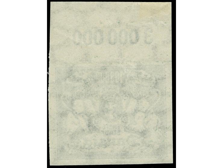 1923, Großes Staatswappen 100000 M. schwärzlichultramarin, Oberrandstück, ungezähnt und ohne Rosettenunterdruck, postfrisch, 
