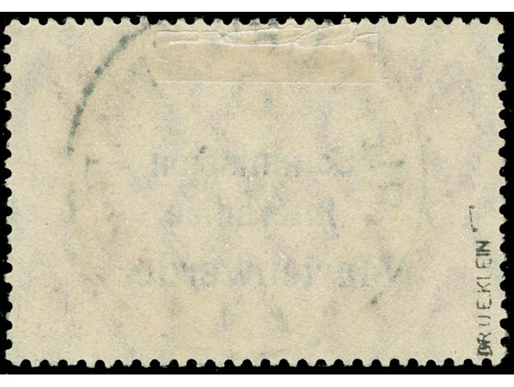 1920, Germania 1 M. dunkelrosa, mit Plattenfehler “untere Hälfte der Fahnenschnur am rechten Bildrand fehlt” (Feld 35), saube