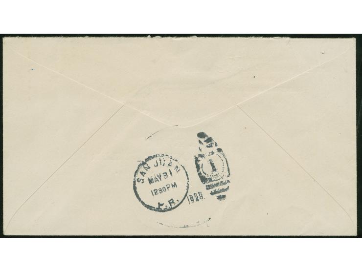 1928, First Flight 31.May 1928 Santo Domingo to San Juan Puerto Rico with arrival mark same day on reverse, signed by Pilot B