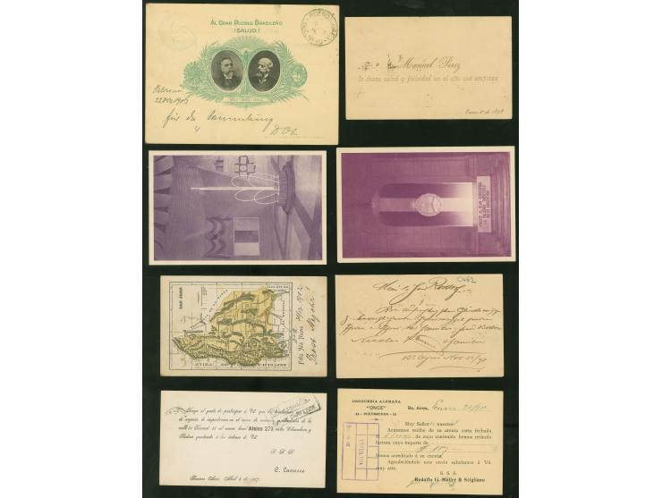 1898/1940, 9 picture postal stationery cards, mainly used, imprints Puerto Madero, Boca del Riachuelo, Santa Fe, Museo Escola