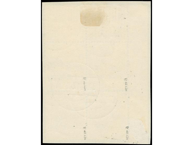 1916/17, Germania 60 Pfg. dunkelgraulila, Viererblock aus der linken oberen Bogenecke im Walzendruck, beide Oberrand-Konfigur
