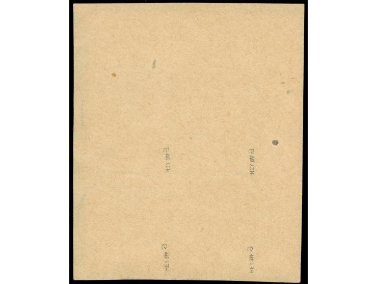1916, Germania 40 Pfg. rötlichkarmin/schwarz, linker oberer Eckrandviererblock, Walzendruck 1'4'1 / 2'3'2, sauber gestempelt 
