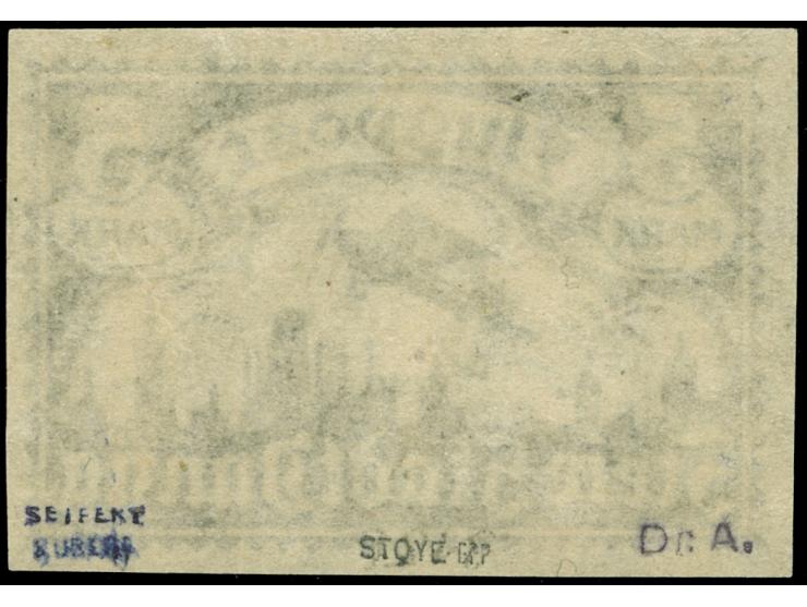 1921, Flugpost 5 M. schwarzultramarin, ungezähnter Probedruck, sauber ungebraucht, tadellos, sign. u. a. Stoye BPP, Kurzbefun