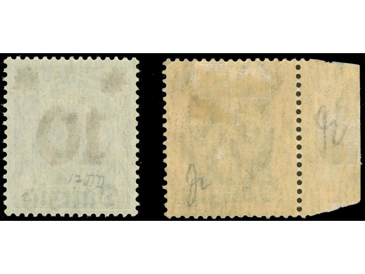 1920, Germania 10 auf 30 Pfg und 60 auf 30 Pfg., doppelter Aufdruck, sauber ungebraucht, tadellos