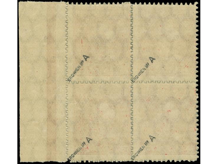 1921, Kogge 40 Pfg. karmin, schwarzer Durchstich, Viererblock mit rechtem Bogenrand, postfrisch, tadellos, sign. Erdwien BPP&
