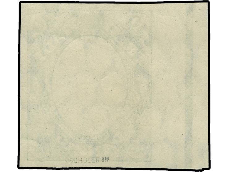 1921, Kogge 10 M., undurchstochener Phasendruck nur des Rahmens in schwarzgraugrün, linkes Seitenrandstück, postfrisch, tadel