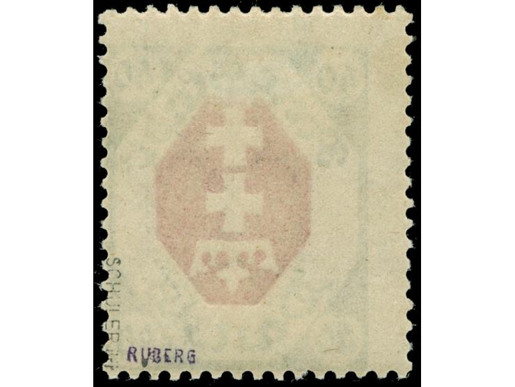 1921, Kleines Staatswappen 40 Pfg. dunkelgelblichgrün/karminrot, mit kopfstehendem Mittelstück, postfrisch, tadellos, sing. R