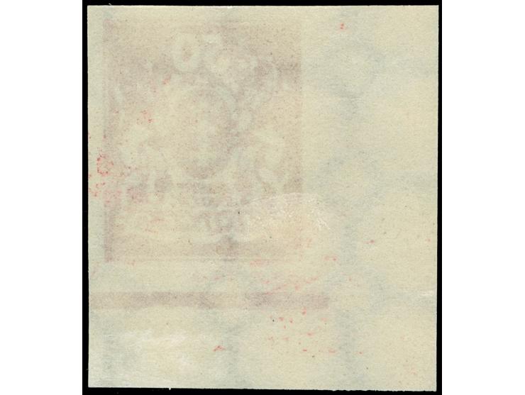 1923, Großes Wappen 50 M., ungezähnter Probedruck ohne Aufdruck, linke untere Bogenecke, sauber ungebraucht, tadellos