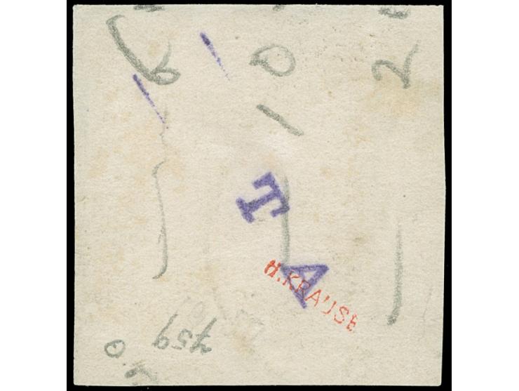 1862, ½ Gr. dunkelrotorange mit Durchstich 11¾ und blauem DKr. “VAREL 15.12.” auf Briefstück, guter Durchstich, in einwandfre