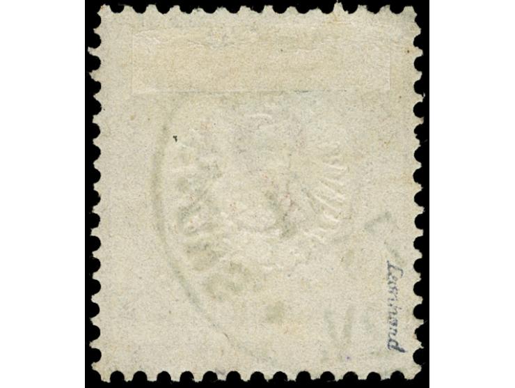 1874, 2½ auf 2½ Gr. braunorange mit Plattenfehler “versetzte 1 der ½ im Aufdruck wenig verschoben” (Feld 141), mit Norm-Teils