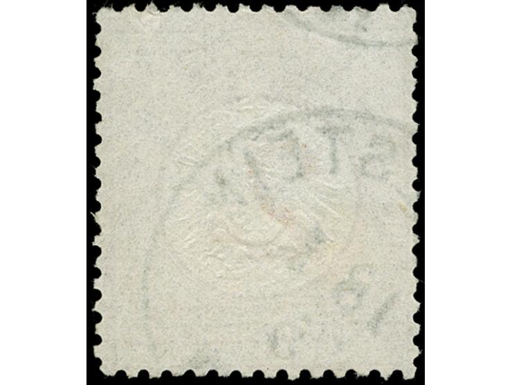 1874, 2½ auf 2½ Gr. braunorange mit Plattenfehler “Strich an der linken kleinen Wertziffer 2"” (Feld 38), mit Teilstempel “…S