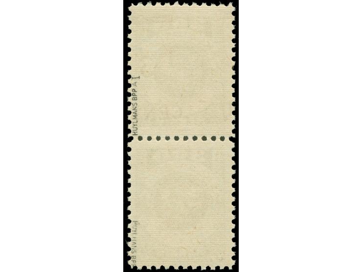 1923, Freimarke 3 C. auf 300 M. oliv, senkrechtes Paar ohne Aufdruck auf der unteren Marke, postfrisch, in der Zähnung vorgef