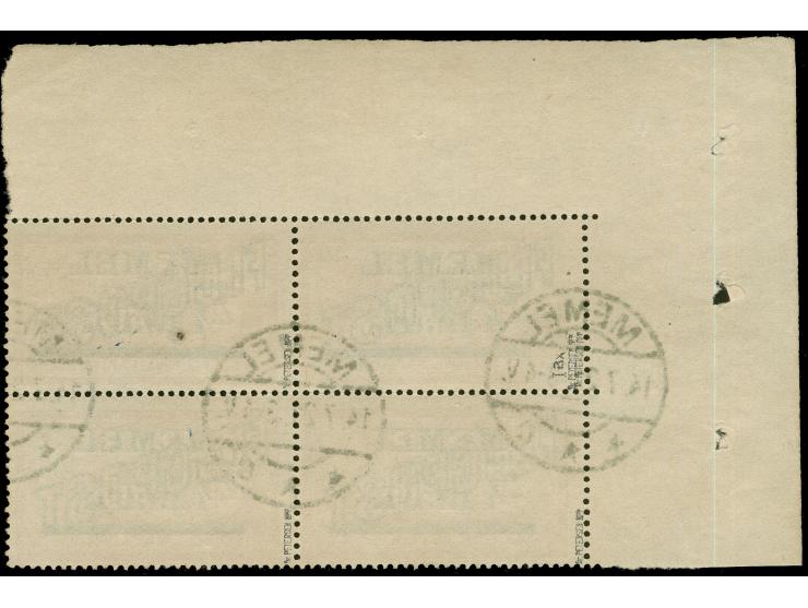 1921, Flugpost 4 m. auf 2 &nbsp;Fr. rötlichorange/grautürkis, GC-Papier, “Wertziffer 4 verdickt” (Aufdruckfeld 1), linker obe