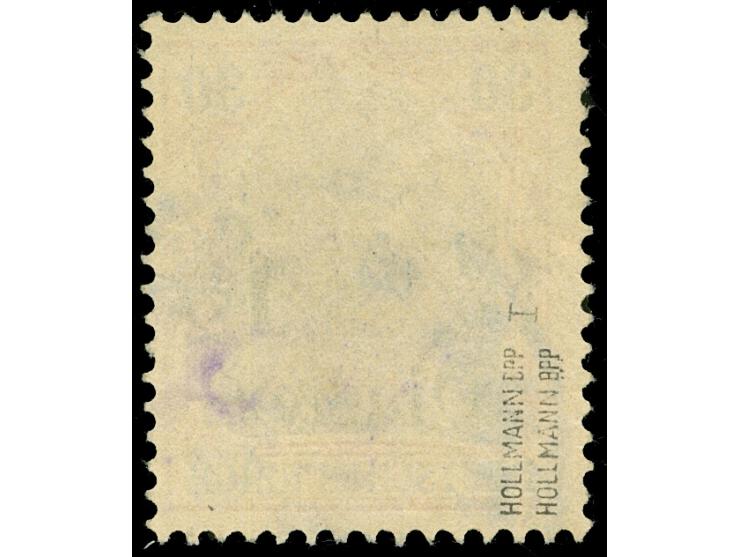 1905, 1½ Pia. auf 30 Pfg. ohne Wasserzeichen mit Aufdruckfehler “Fußstrich sowie Anstrich der großen 1 der linken Wertangabe 