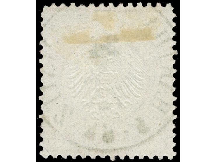1872, 1 Gr. karmin mit Plattenfehler “Kreisbrüche unter CHE in DEUTSCHE” (Feld 2), mit DKr. “HARTHAU b. CHEMNITZ 24.MRZ.72”. 