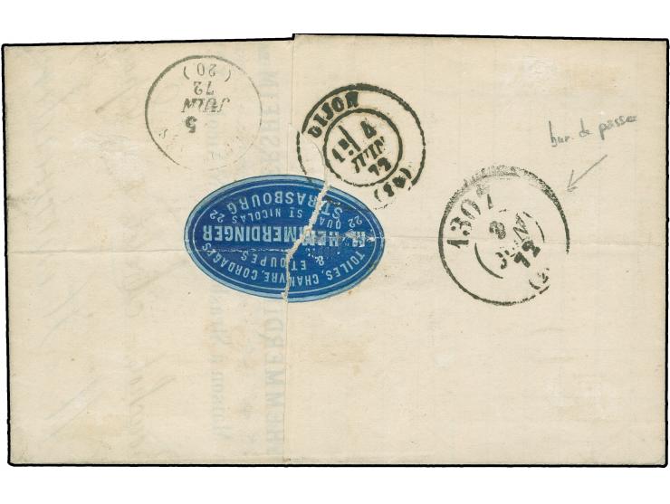 1872, 2 Gr. grauultramarin mit Plattenfehler “Farbstrich auf der ersten Strichleiste rechts” und 1 Gr. rötlichkarmin je mit E