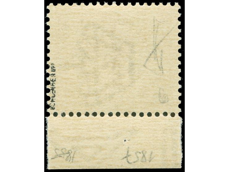 1944, Portomarken von Italien 5 C. braun, Probeaufdruck dunkelorangebraun statt schwärzlichsiena, Unterrandstück, postfrisch,