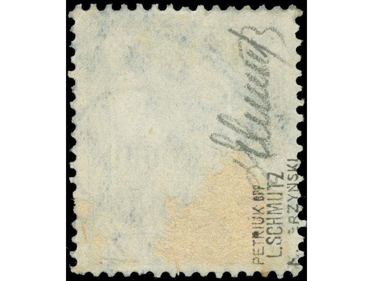 1918, Germania 2 ½ Pfg. grau, mit rundem Handstempel "POLSKA POSZTA", gestempelt, unten kurzer Zahn und ein Zahn fleckig, son