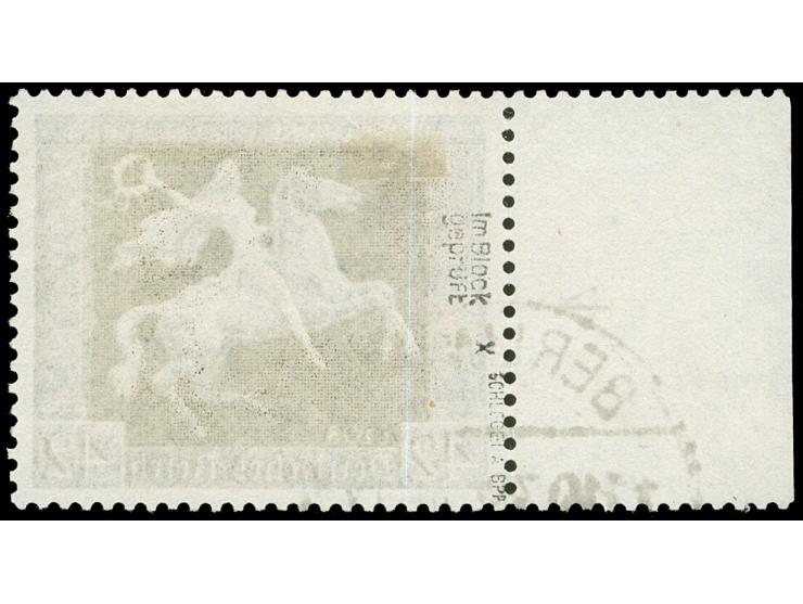 1938, Braune Band 42 Pfg. mit senkrechter Gummiriffelung, mit angetrenntem Bogenrand, sauber gestempelt, in einwandfreier Erh