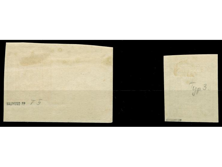 1917, Wappenzeichnung 2 Gr. und 4 Gr., Type 5, geschnitten, 2 Gr. als linke untere Bogenecke, sauber ungebraucht, tadellos, s