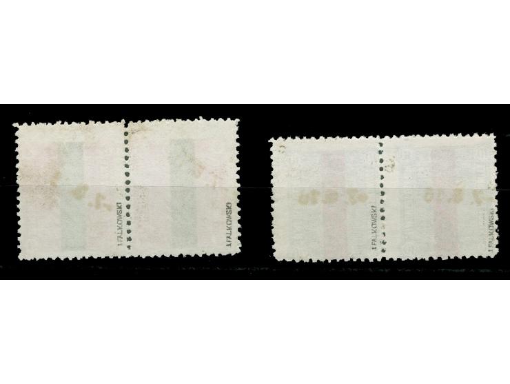 1916, Bestellmarken 3 K. und 10 K., je im waagerechten Paar, sauber gestempelt “-7.6.16”, tadellos, sign. Falkowski