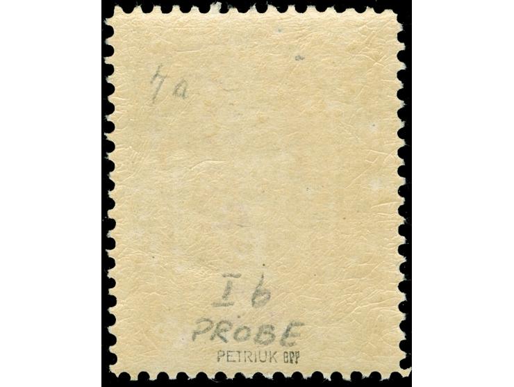1915, Stadtpostmarke 6 Gr. auf 5 Gr., Probedruck auf Versuchsauflage mit mittelgraugelbem Unterdruck, postfrisch, tadellos, s