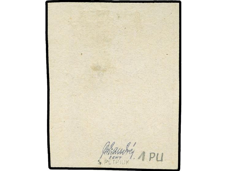 1915, Stadtpostmarke 5 Gr., geschnittener Probedruck in rot auf ungummiertem Papier, tadellos, signiert Landré und Petriuk&nb