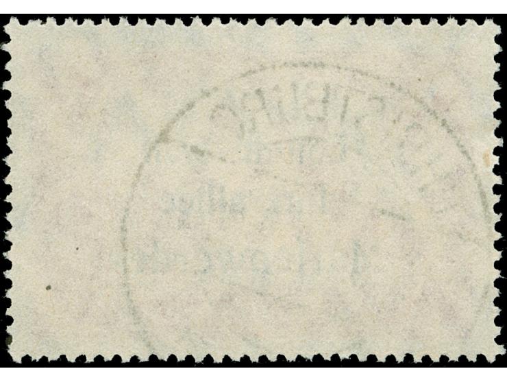 1920, Germania 1 M. dunkelrosa, Plattenfehler “rechte Rosette links beschädigt” (Feld 12), sauber gestempelt “CHRISTBURG 16.8