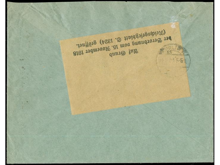1920, Germania 10 Pfg. orange und 30 Pfg. blau, je aus der rechten unteren Bogenecke (Walzen- bzw. Plattendruck) mit Zufranka