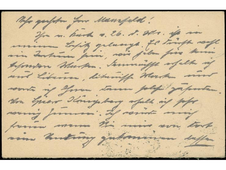 1920, Germania 7 ½ Pfg. Ganzsachenkarte mit Zufrankatur 7 ½ Pfg. und 10 Pfg. Germania, mit Stempel “MEMEL c 25.5.20” auf irrt