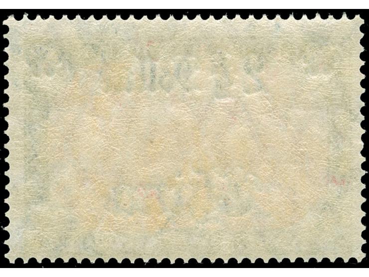 1906/19, Germania mit Wz. Friedensdruck Wertaufdruck Mitte Abstand 9 mm 2 ½ D. auf 5 M. grünschwarz/dunkelkarmin, postfrisch,