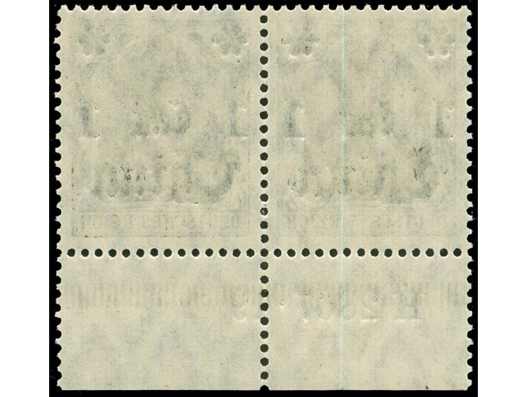 1906/1919, Germania mit Wz. Kriegssdruck Aufdruck rußig 3 Pfg. dunkelolivbraun, waagerechtes Unterrandpaaar mit Aufdruck-HAN 